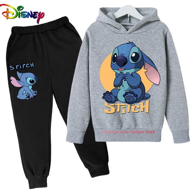 Children Boys Girls Stitch Hoodies Pants Set Boys Girls Stitch Sweatshirts Hooded Kids Fashion Stitch Pullovers Clothes Suit - Slobuy