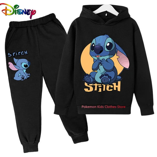 Children Boys Girls Stitch Hoodies Pants Set Boys Girls Stitch Sweatshirts Hooded Kids Fashion Stitch Pullovers Clothes Suit - Slobuy