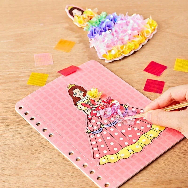 Children DIY Painting Sticker Craft Toys Kids Art Girls Poking Painting Princess Handmade Educational Magical Children Gifts - Slobuy