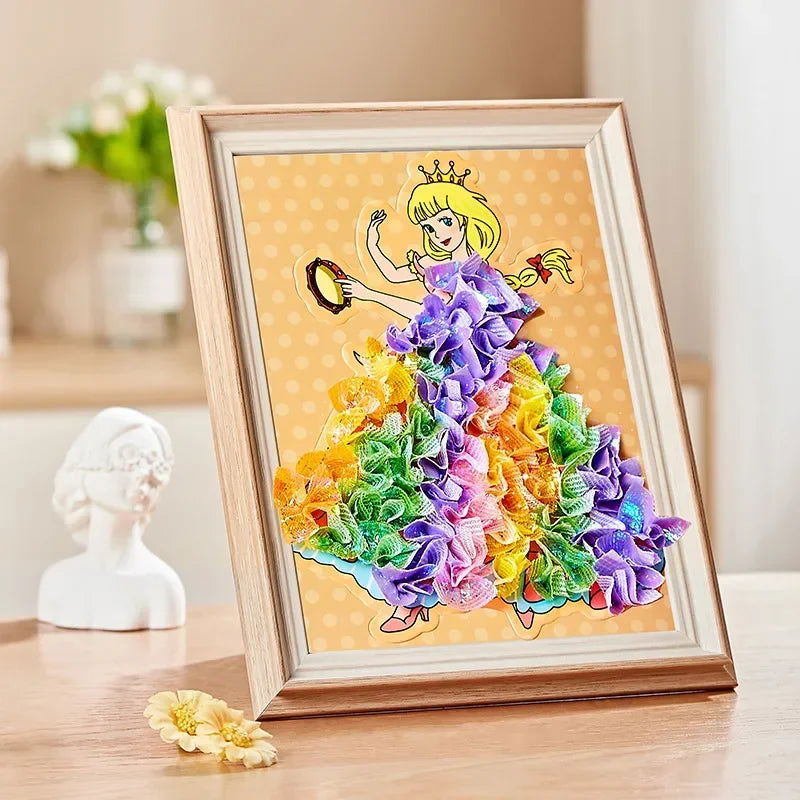 Children DIY Painting Sticker Craft Toys Kids Art Girls Poking Painting Princess Handmade Educational Magical Children Gifts - Slobuy