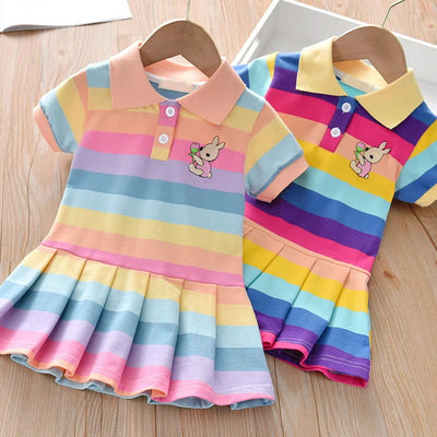 Children Dress Spring Summer Turn-Down Collar Kids Girls Clothes Fashion Toddler Baby Girls Clothing Summer Dress Girl - Slobuy