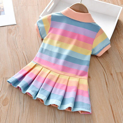 Children Dress Spring Summer Turn-Down Collar Kids Girls Clothes Fashion Toddler Baby Girls Clothing Summer Dress Girl - Slobuy