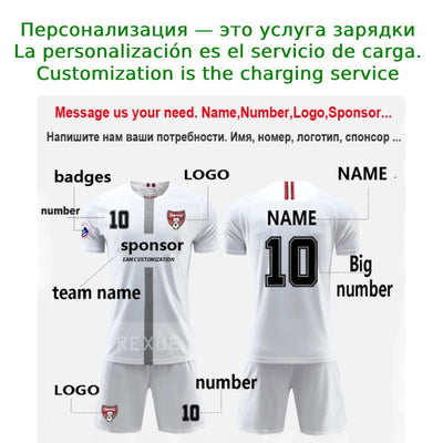 Children Football Jersey Set Men Boy Custom Soccer Uniform Outfit Kids School College Team Club Professional Training Clothes - Slobuy