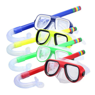 Children Kids Snorkel Set Scuba Snorkeling Mask Swimming Goggles Glasses with Dry Snorkels Tube Equipment Diving Gear - Slobuy