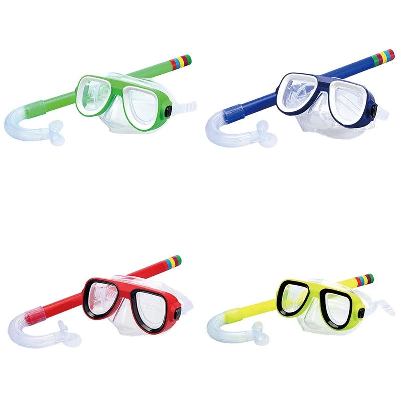Children Kids Snorkel Set Scuba Snorkeling Mask Swimming Goggles Glasses with Dry Snorkels Tube Equipment Diving Gear - Slobuy