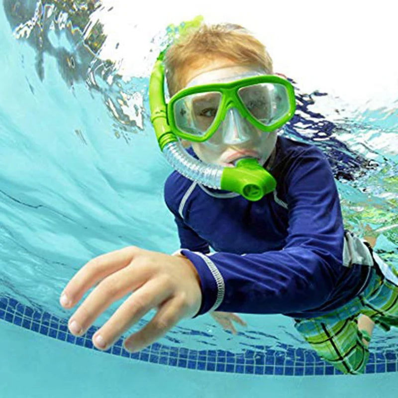 Children Kids Snorkel Set Scuba Snorkeling Mask Swimming Goggles Glasses with Dry Snorkels Tube Equipment Diving Gear - Slobuy