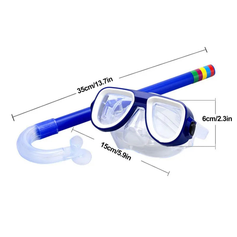 Children Kids Snorkel Set Scuba Snorkeling Mask Swimming Goggles Glasses with Dry Snorkels Tube Equipment Diving Gear - Slobuy