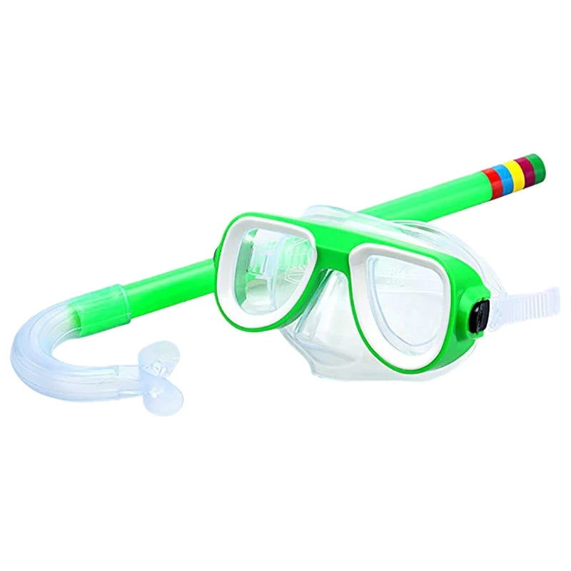 Children Kids Snorkel Set Scuba Snorkeling Mask Swimming Goggles Glasses with Dry Snorkels Tube Equipment Diving Gear - Slobuy