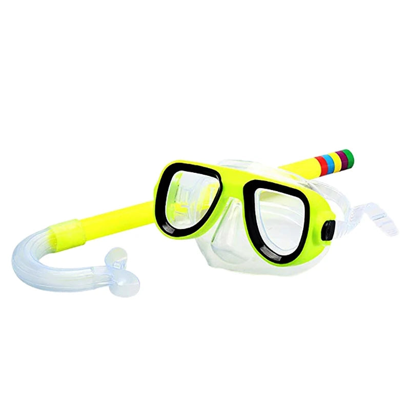 Children Kids Snorkel Set Scuba Snorkeling Mask Swimming Goggles Glasses with Dry Snorkels Tube Equipment Diving Gear - Slobuy