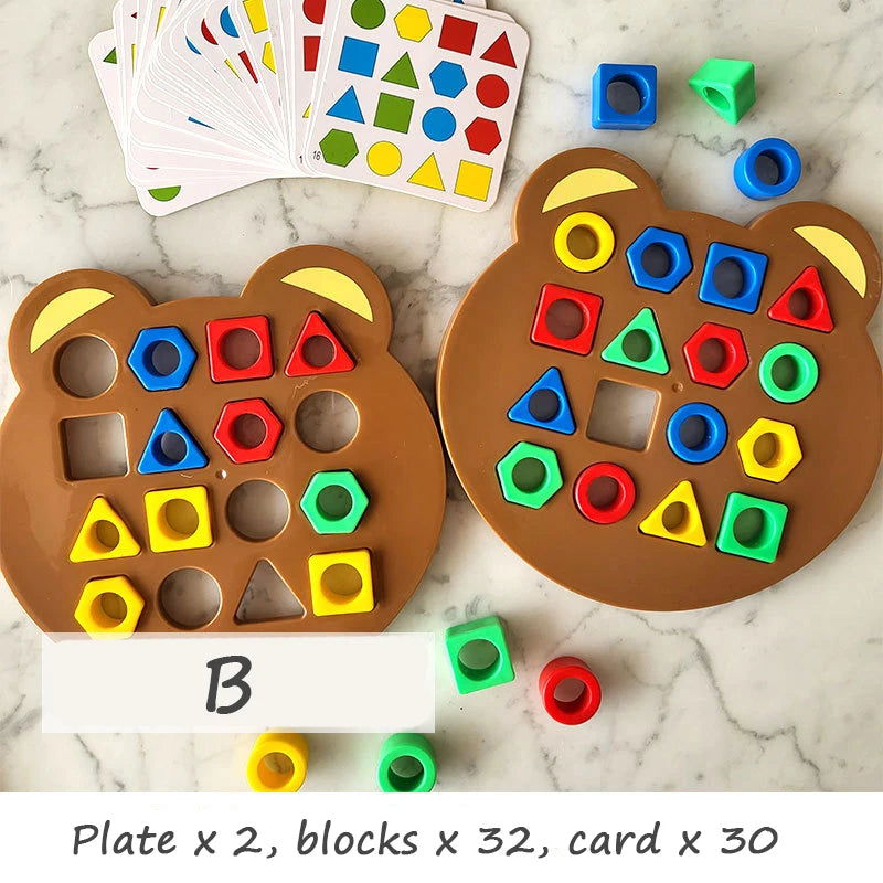 Children Matching Puzzle Toys Colors Geometric Shape Jigsaw Board Games Early Educational Interaction Toys For Kids Battle Games - Slobuy