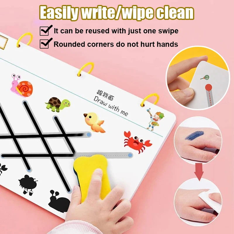 Children Montessori Drawing Toy Pen Control Training Color Shape Math Match Game Set Toddler Learning Activities Educational Toy - Slobuy