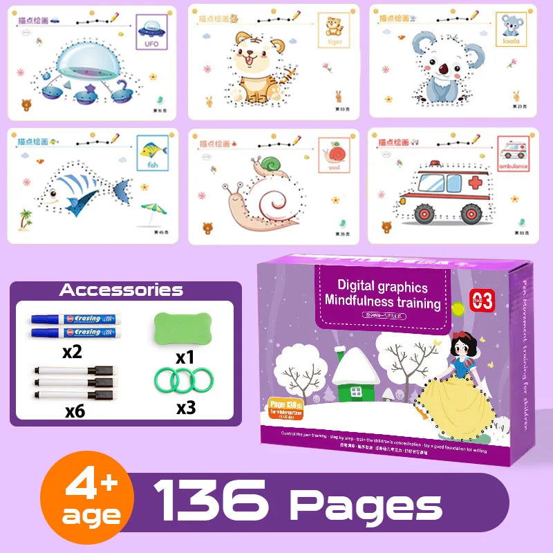 Children Montessori Drawing Toy Pen Control Training Color Shape Math Match Game Set Toddler Learning Activities Educational Toy - Slobuy