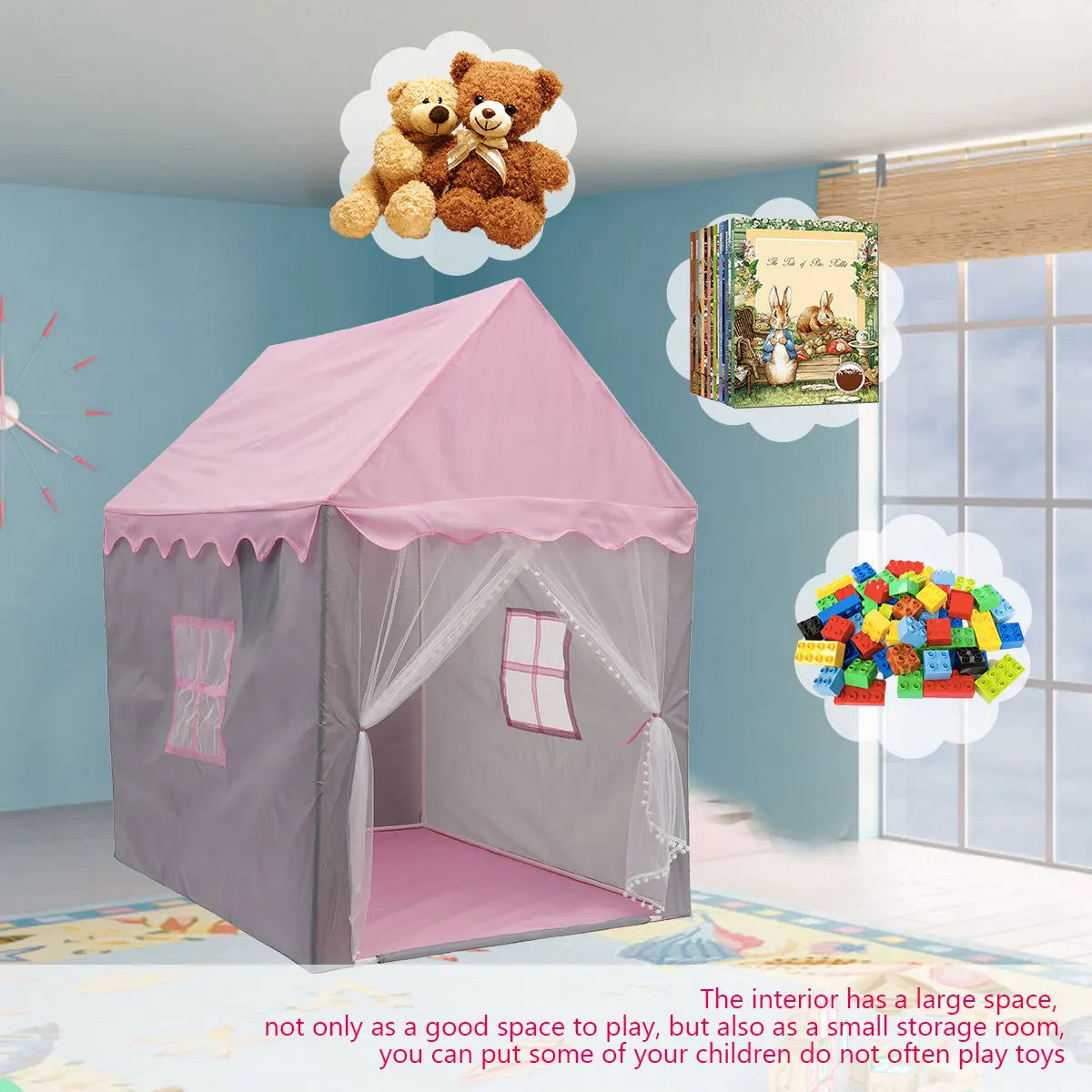 Children Play Tent Princess Castle House Child Room Cartoon Indoor Outdoor Playhouse Tent Toys Christmas Gifts for Boys Girls - Slobuy