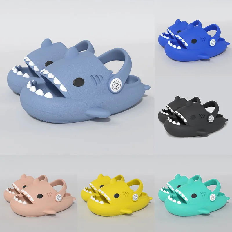 Children Sandals Kids Slippers Shoes Cartoon Shark Summer Boys Girls Baby Thick Soft Sole Non-slip - Slobuy