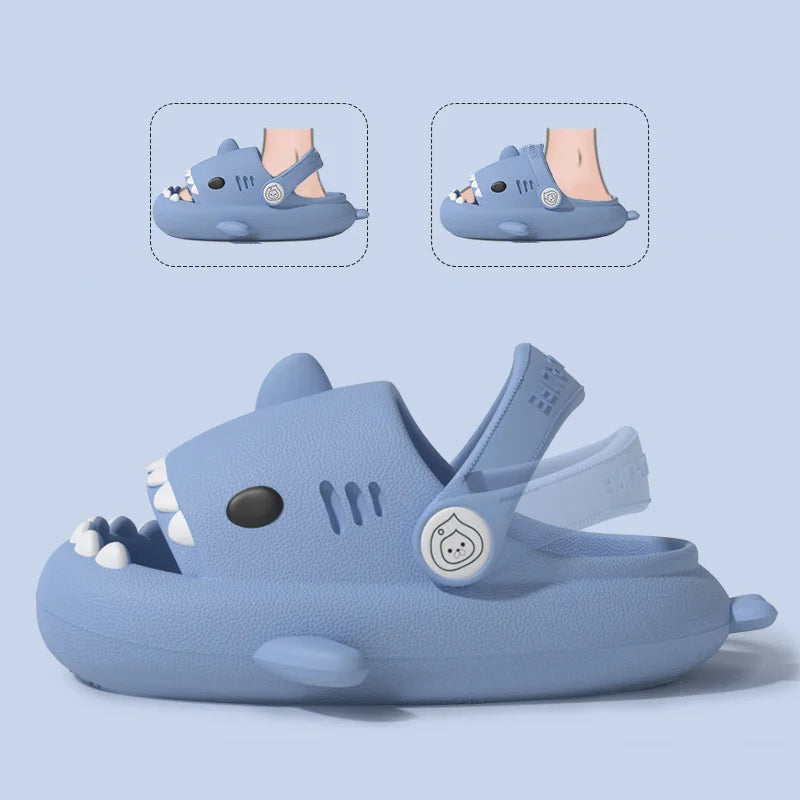 Children Sandals Kids Slippers Shoes Cartoon Shark Summer Boys Girls Baby Thick Soft Sole Non-slip - Slobuy
