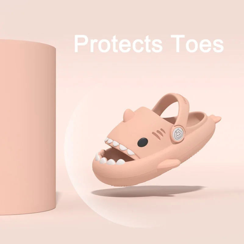 Children Sandals Kids Slippers Shoes Cartoon Shark Summer Boys Girls Baby Thick Soft Sole Non-slip - Slobuy
