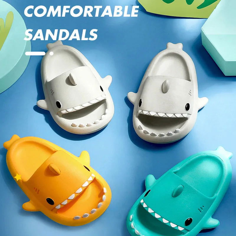 Children Slippers Cartoon Shark Sandals Summer Boys Girls Baby Kids Shoes Soft Sole Anti-Slip - Slobuy