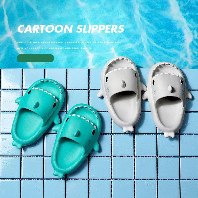 Children Slippers Cartoon Shark Sandals Summer Boys Girls Baby Kids Shoes Soft Sole Anti-Slip - Slobuy