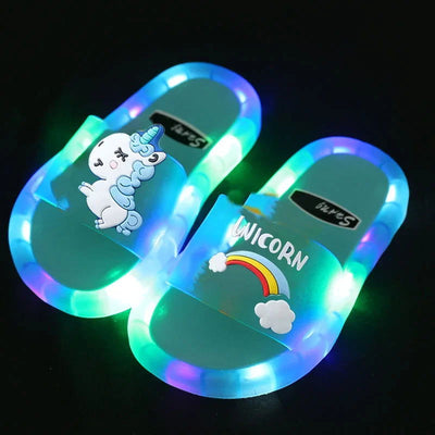 Children‘s Boys Girls Slippers Cartoon Unicorn Animals Prints Shoes Lighted Fashion Cute Shoes Bathroom Kids Toddler Slippers - Slobuy