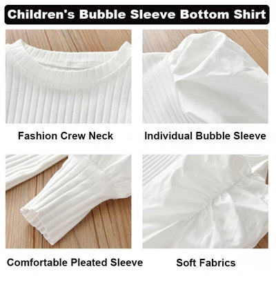 Children's Bubble Sleeve Top Fashionable Breathable Lightweight Long Sleeve Children's Travel Sunscreen Party Can Wear - Slobuy
