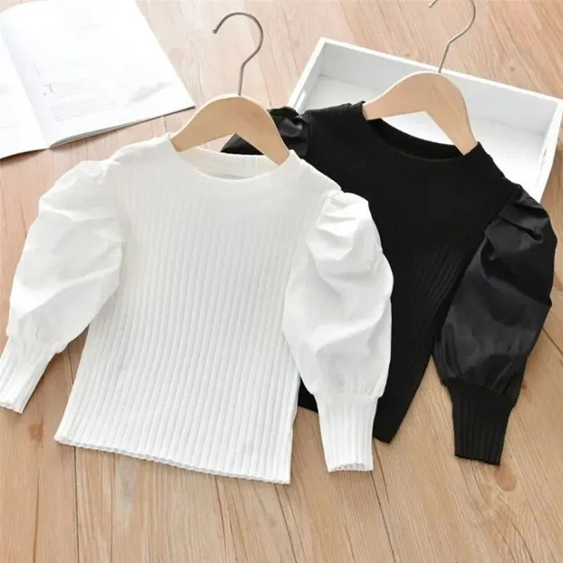 Children's Bubble Sleeve Top Fashionable Breathable Lightweight Long Sleeve Children's Travel Sunscreen Party Can Wear - Slobuy