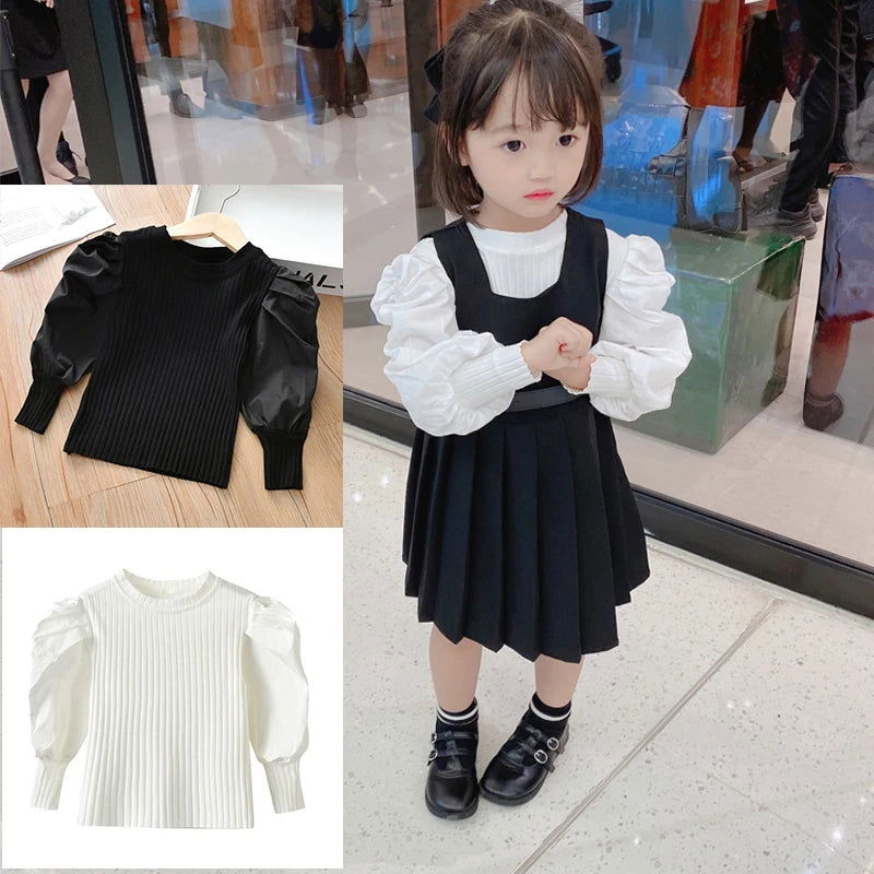 Children's Bubble Sleeve Top Fashionable Breathable Lightweight Long Sleeve Children's Travel Sunscreen Party Can Wear - Slobuy