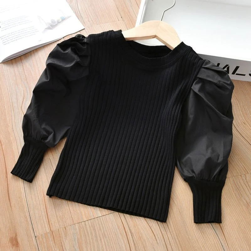 Children's Bubble Sleeve Top Fashionable Breathable Lightweight Long Sleeve Children's Travel Sunscreen Party Can Wear - Slobuy
