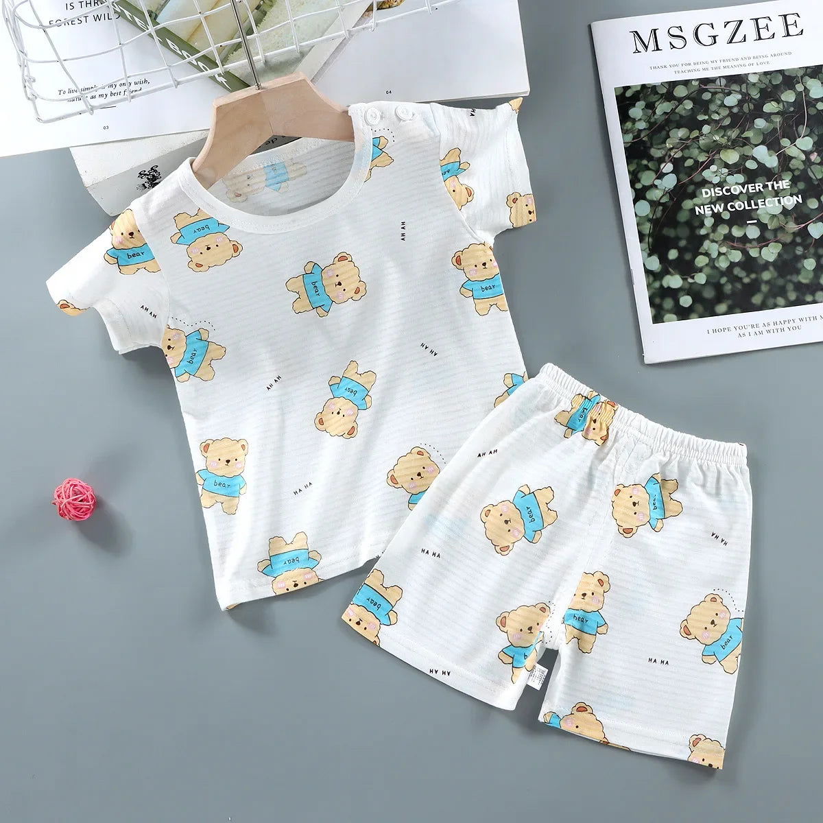 Children's Clothing Summer Short Sleeve Home Sleepwear Children Sets Kids Clothes Boy Girl T-shirt shorts Cotton Suit Baby - Slobuy