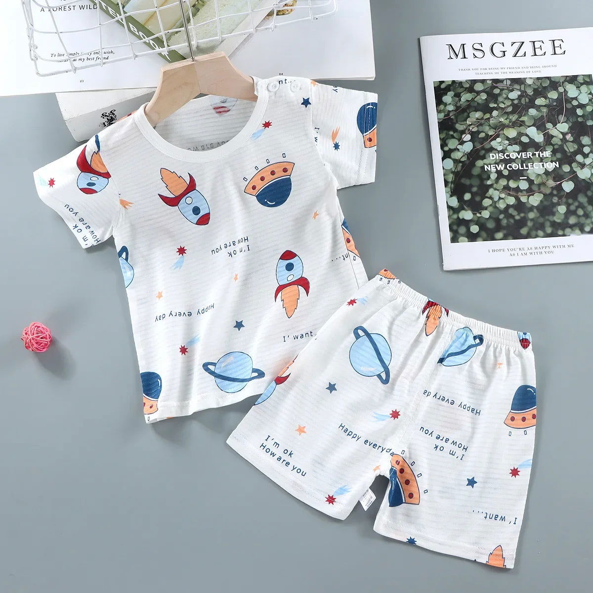 Children's Clothing Summer Short Sleeve Home Sleepwear Children Sets Kids Clothes Boy Girl T-shirt shorts Cotton Suit Baby - Slobuy