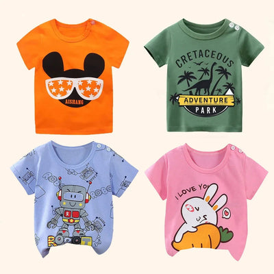 Children's Clothing T-Shirt  Kids Clothes Boys Girls Summer Cartoon Tops Short Sleeve Clothes 100% Cotton Baby Clothing - Slobuy