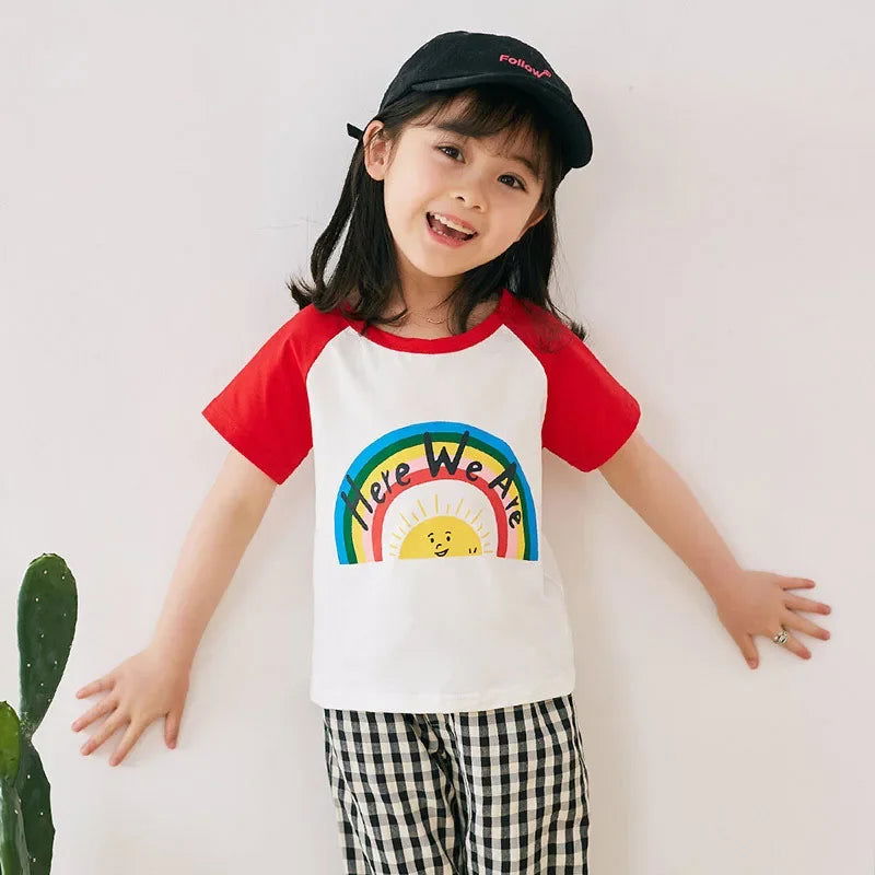 Children's Clothing T-Shirt  Kids Clothes Boys Girls Summer Cartoon Tops Short Sleeve Clothes 100% Cotton Baby Clothing - Slobuy
