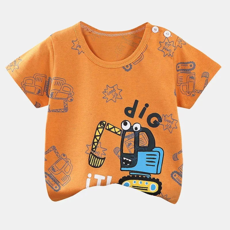 Children's Clothing T-Shirt  Kids Clothes Boys Girls Summer Cartoon Tops Short Sleeve Clothes 100% Cotton Baby Clothing - Slobuy