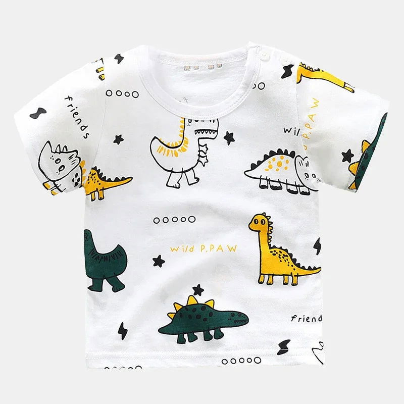 Children's Clothing T-Shirt  Kids Clothes Boys Girls Summer Cartoon Tops Short Sleeve Clothes 100% Cotton Baby Clothing - Slobuy