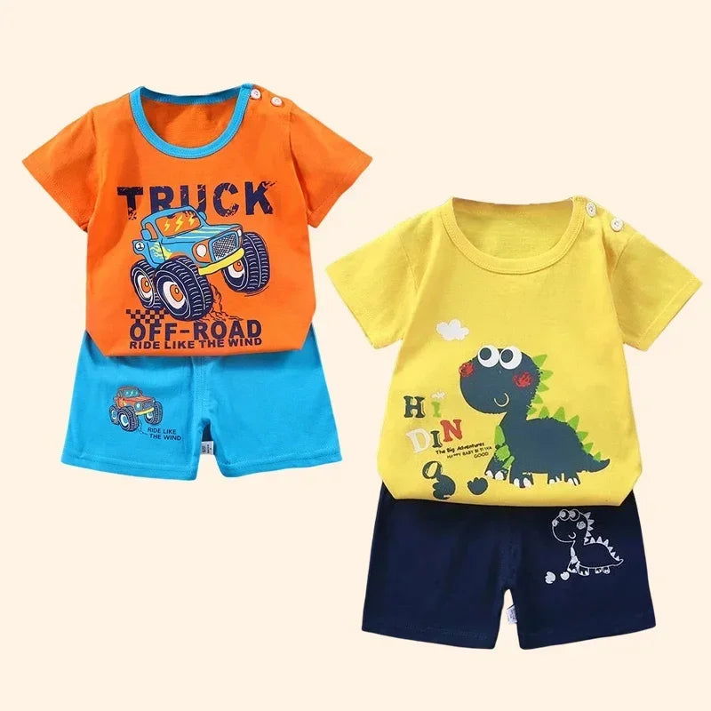 Children's Sets mother Kids Clothes Boys Girl T-shirt Shorts 2PCS Summer Cotton Short sleeve Baby Children Clothing Toddler Suit - Slobuy