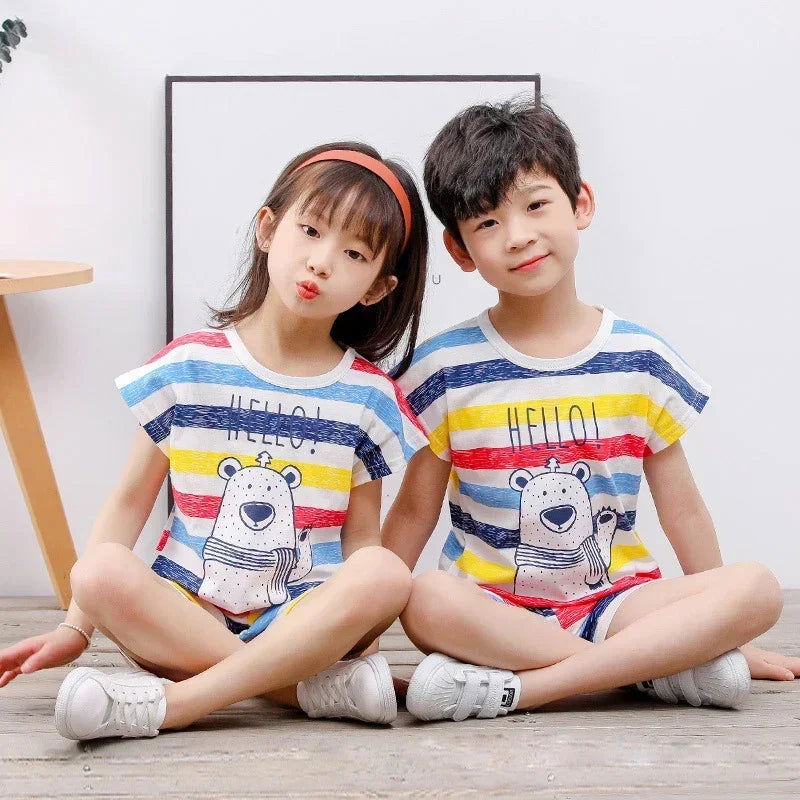 Children's Sets mother Kids Clothes Boys Girl T-shirt Shorts 2PCS Summer Cotton Short sleeve Baby Children Clothing Toddler Suit - Slobuy