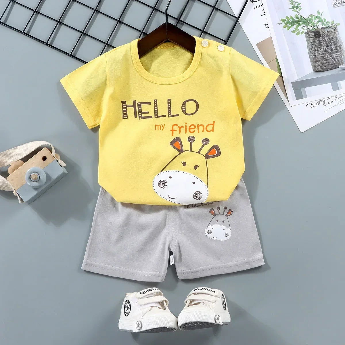 Children's Sets mother Kids Clothes Boys Girl T-shirt Shorts 2PCS Summer Cotton Short sleeve Baby Children Clothing Toddler Suit - Slobuy