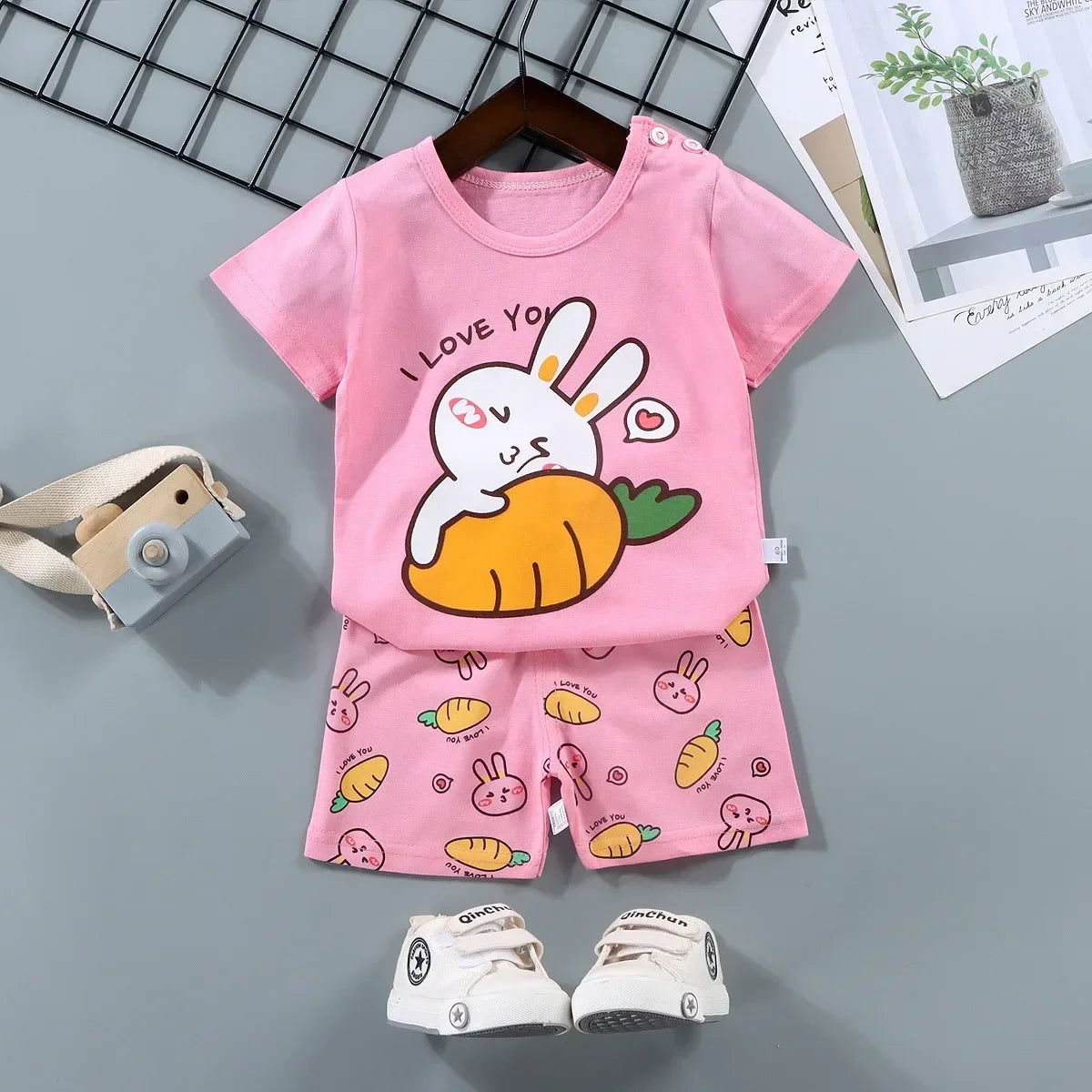 Children's Sets mother Kids Clothes Boys Girl T-shirt Shorts 2PCS Summer Cotton Short sleeve Baby Children Clothing Toddler Suit - Slobuy