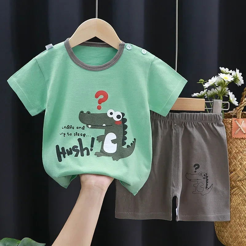 Children's Sets mother Kids Clothes Boys Girl T-shirt Shorts 2PCS Summer Cotton Short sleeve Baby Children Clothing Toddler Suit - Slobuy