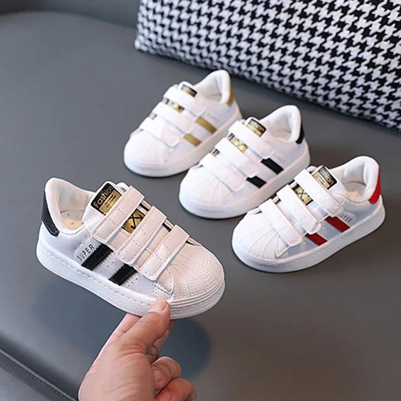 Children's Sneakers Kids Fashion Design White Non-slip Casual Shoes for Boys Girls Hook Breathable Sneakers Toddler Outdoor Shoe - Slobuy