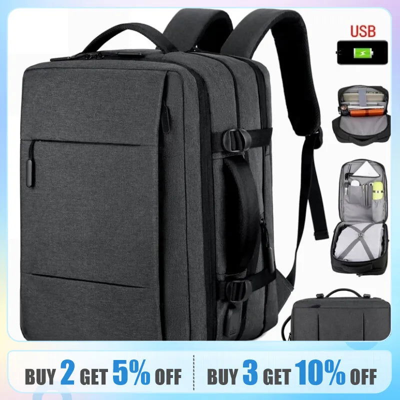 Classic Travel Backpack Men Business Backpack School Expandable USB Bag Large Capacity Laptop Waterproof Fashion Backpack - Slobuy