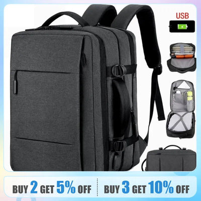 Classic Travel Backpack Men Business Backpack School Expandable USB Bag Large Capacity Laptop Waterproof Fashion Backpack - Slobuy