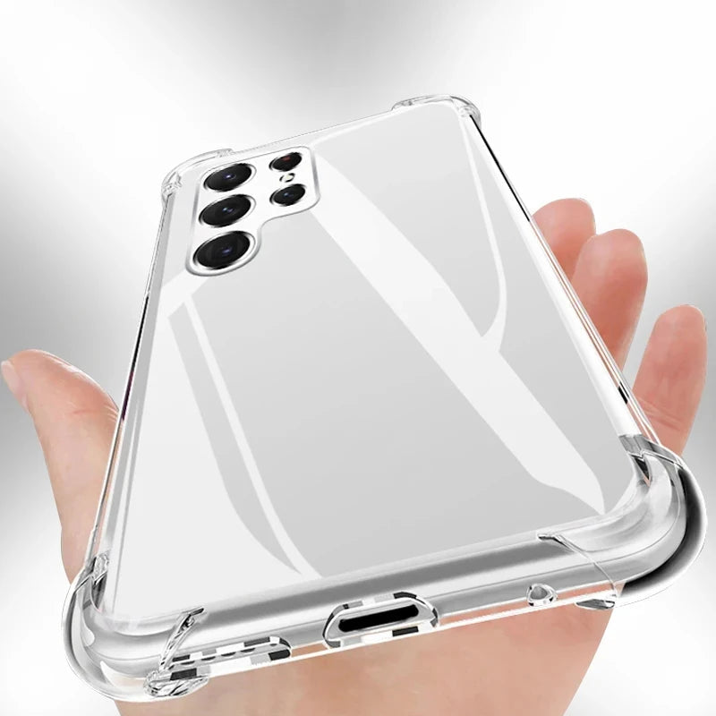 Clear Phone Case For Samsung Galaxy S22 S23 Ultra S21 S20 Fe S10 Plus A52 A52S A51 A53 A72 A71 A32 A12 Shockproof Silicone Cover - Slobuy