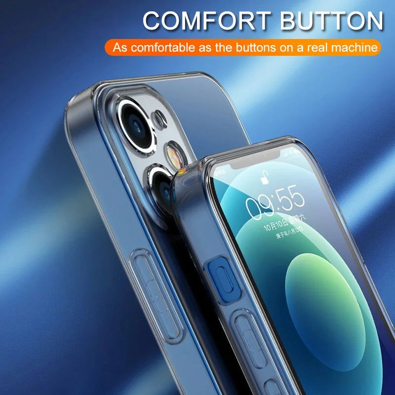 Clear Phone Case For iPhone 11 12 13 14 15 Pro Max Case Silicone Soft Cover For iPhone 13 Mini X XS Max XR 8 7 6 Plus Back Cover - Slobuy