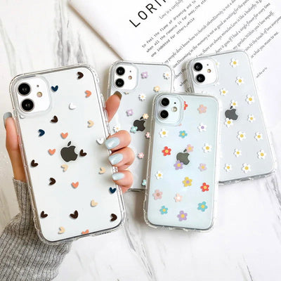 Clear Phone Case For iPhone 15 Case iPhone 13 14 11 12 15 Pro Max 12 13 Mini XR X XS Max 7 8 Plus SE Shockproof Love Heart Cover - Slobuy