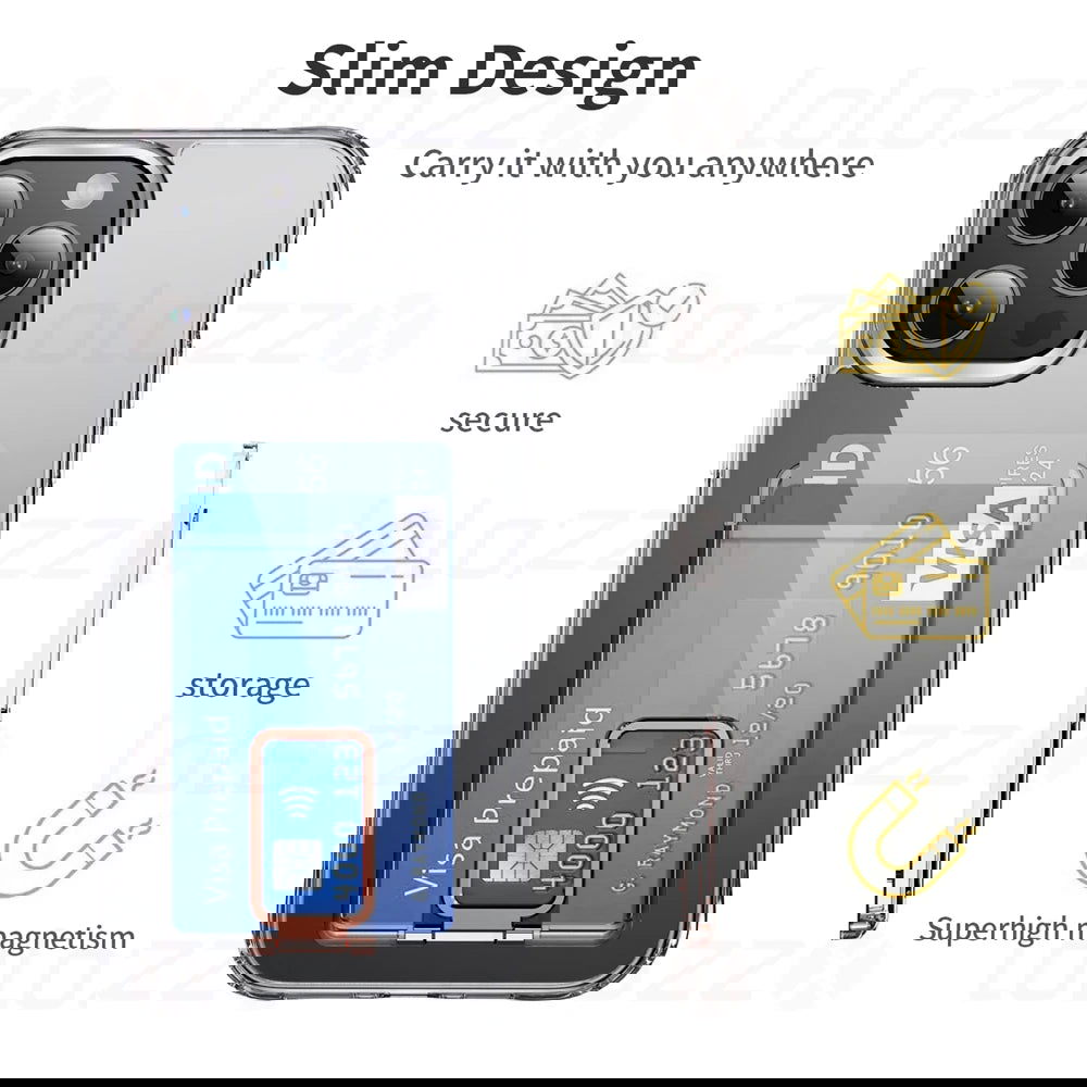 Clear Wallet Magnetic For Magsafe For iPhone 15 Pro Max 14 12 13 Samsung S24Ultra S23 Magnet Card Holder Phone Bag Accessories - Slobuy