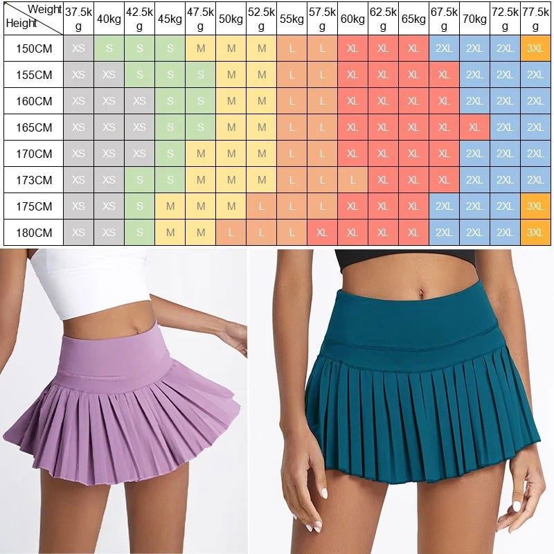 Cloud Hide Safe Tennis Skirts XS-XXL Gym Golf Running Pleated Pantskirt SEXY Women Sports Fitness Shorts Pocket High Waist Skort - Slobuy