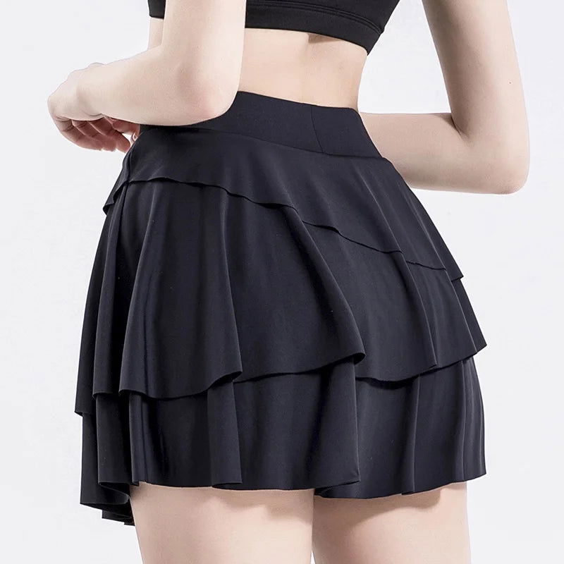Cloud Hide Safe Tennis Skirts XS-XXL Gym Golf Running Pleated Pantskirt SEXY Women Sports Fitness Shorts Pocket High Waist Skort - Slobuy