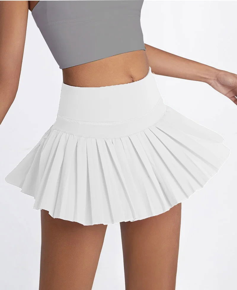 Cloud Hide Safe Tennis Skirts XS-XXL Gym Golf Running Pleated Pantskirt SEXY Women Sports Fitness Shorts Pocket High Waist Skort - Slobuy