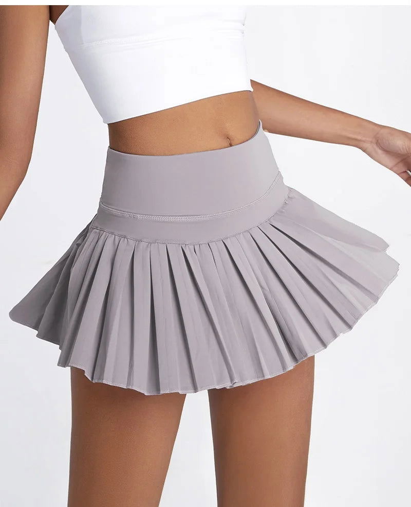 Cloud Hide Safe Tennis Skirts XS-XXL Gym Golf Running Pleated Pantskirt SEXY Women Sports Fitness Shorts Pocket High Waist Skort - Slobuy