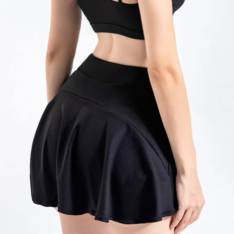 Cloud Hide Safe Tennis Skirts XS-XXL Gym Golf Running Pleated Pantskirt SEXY Women Sports Fitness Shorts Pocket High Waist Skort - Slobuy